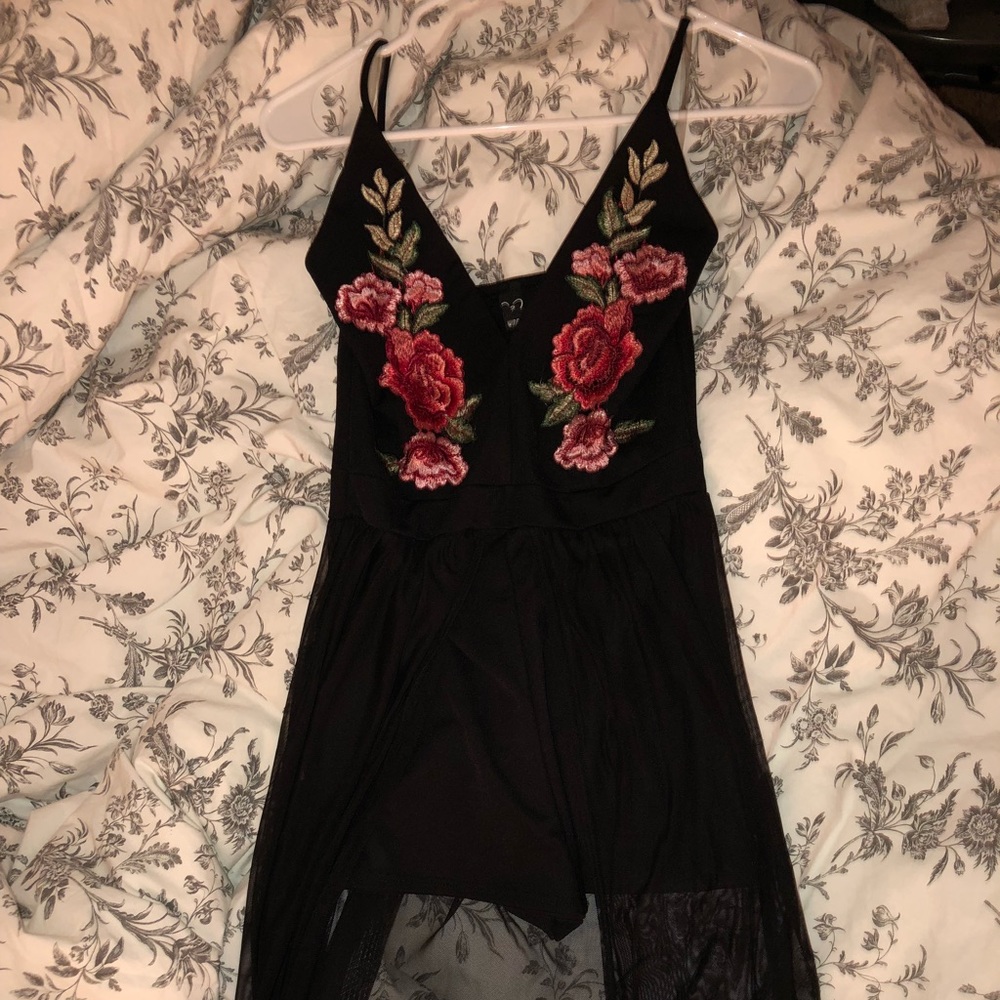 Black romper with flowers
